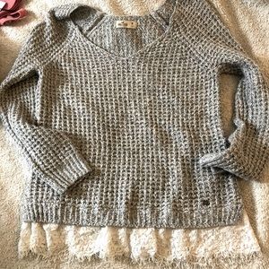 Hollister knit sweater with lace edging